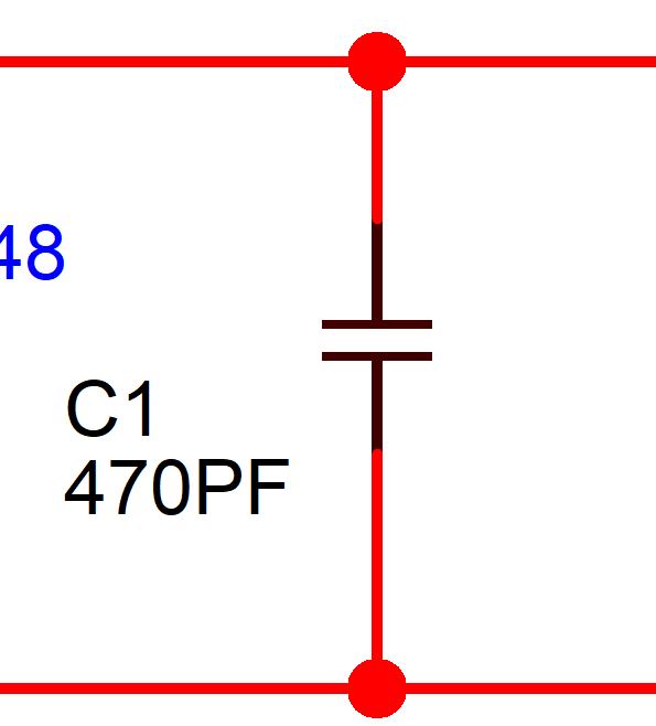 click to enlarge 470pF ceramic disc capacitor
C1 as used in the HJW Electronics crystal set radio kit
