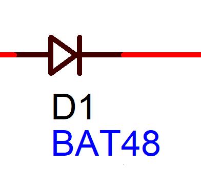 click to enlarge BAT48 low forward voltage
silicon Schotty diode as used in the HJW Electronics
crystal set AM radio kit