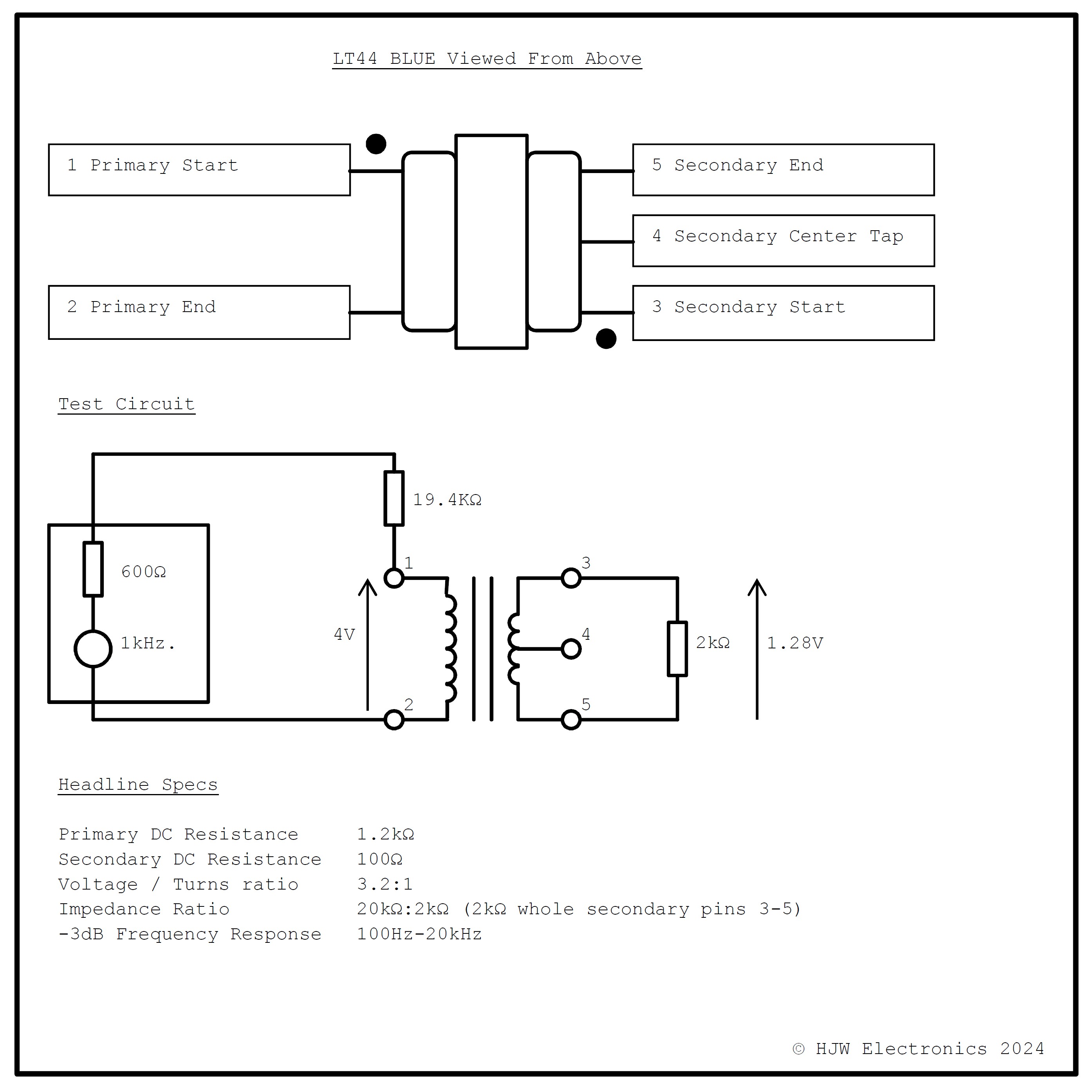 LT44 Interstage Audio
              Transformer Pin-Out and Technical Detail