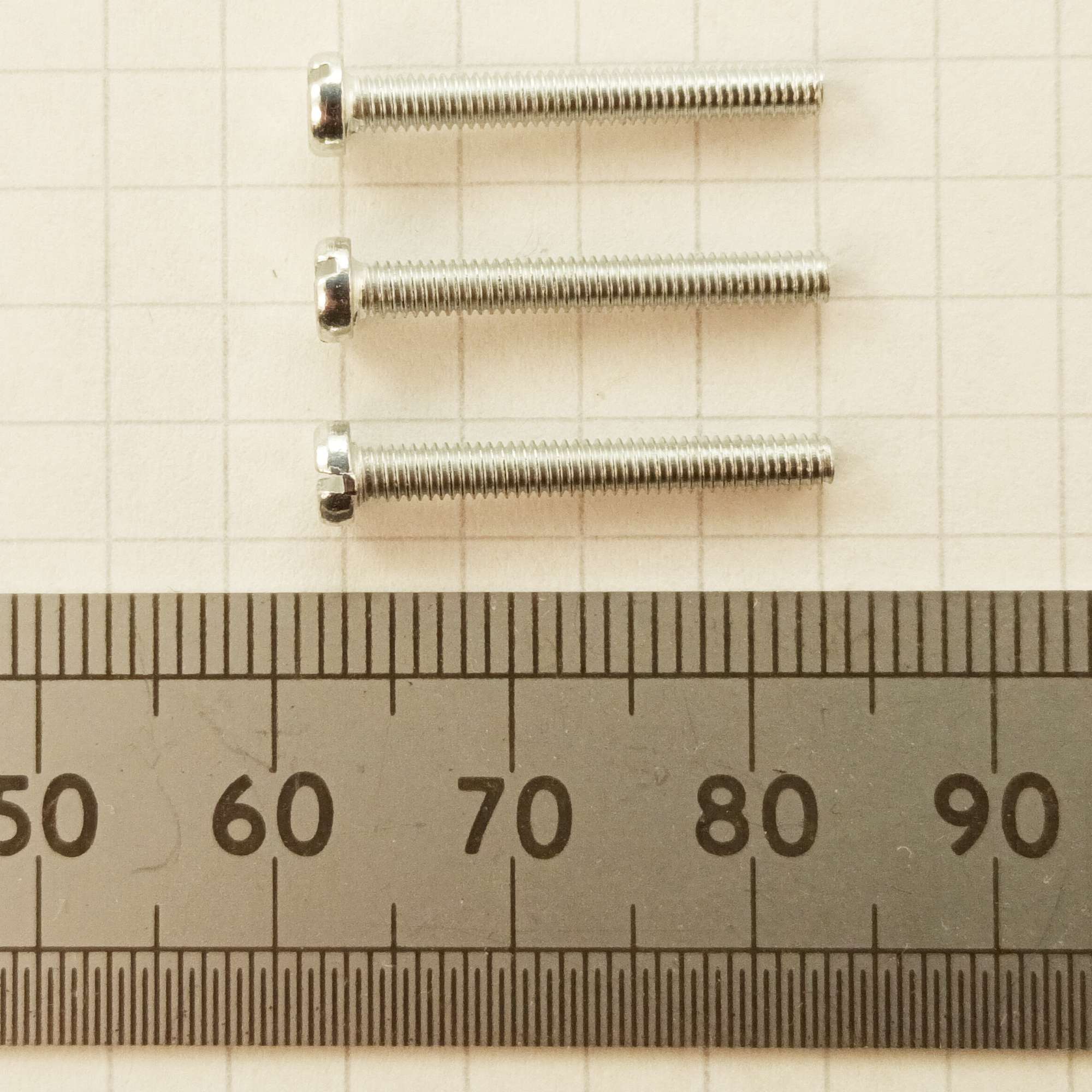 click to enlarge 3 Metric M2.5 20mm length
slotted cheese head machine screws