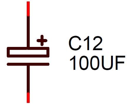 100uF Polarised Capacitor Schematic Symbol
