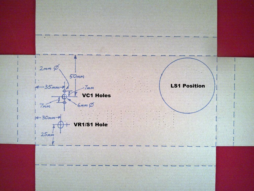 Overview of holes for radio controls and
          speaker